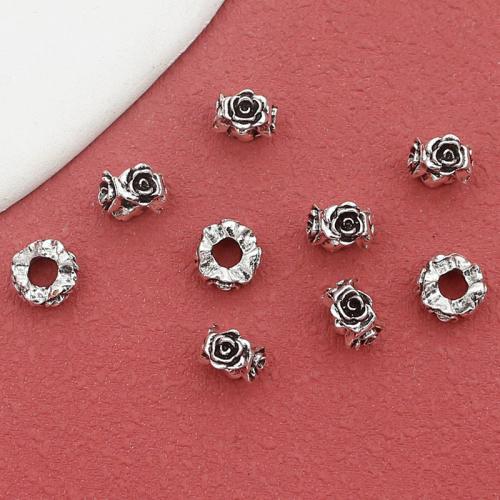 Abalorios de Aleación de Zinc en Forma Flor, chapado en color de plata antigua, Bricolaje, 8x5mm, 100PCs/Bolsa, Vendido por Bolsa