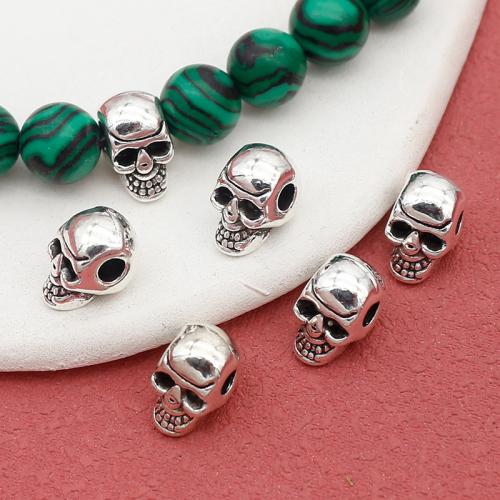 Zinc Alloy Jewelry Beads, Skull, antique silver color plated, DIY 