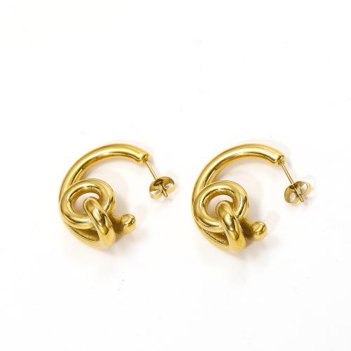 Titanium Steel Stud Earring, gold color plated, fashion jewelry, golden 