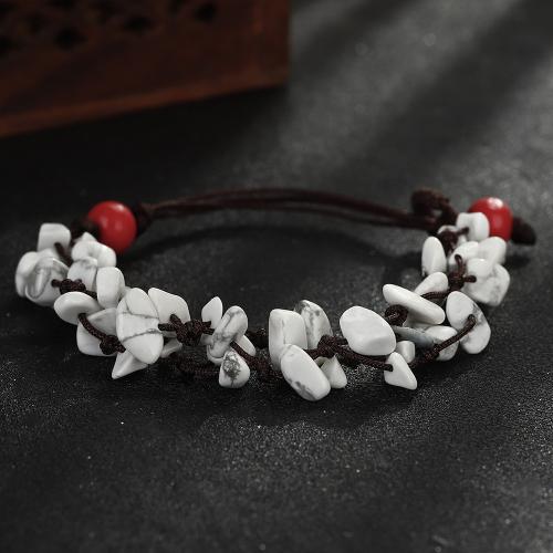 Gemstone Bracelets, Howlite, with Knot Cord, with 2.3 Inch extender chain, handmade, Double Layer & fashion jewelry & for woman .2 Inch 