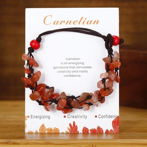 Red Agate Bracelets, with Knot Cord, with 2.3 Inch extender chain, handmade, Double Layer & fashion jewelry & for woman .2 Inch 