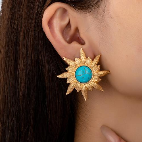 Turquoise Zinc Alloy Earring, with Synthetic Turquoise, plated, for woman 