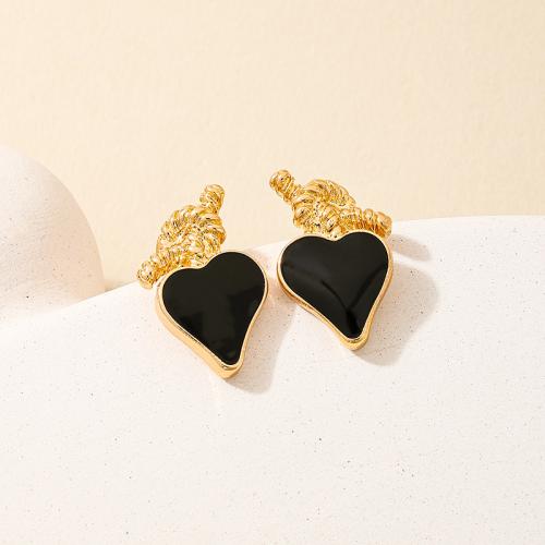 Enamel Zinc Alloy Stud Earring, Heart, plated, for woman 