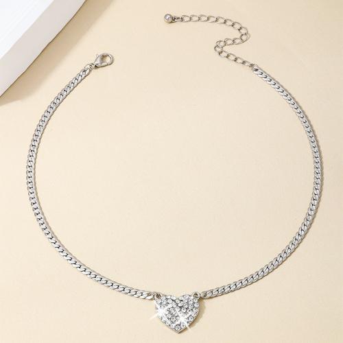 Zinc Alloy Cubic Zirconia Necklace, Heart, plated, micro pave cubic zirconia & for woman 