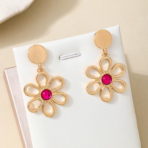 Cubic Zircon (CZ) Drop Earring, Zinc Alloy, petals, plated, micro pave cubic zirconia & for woman, gold 