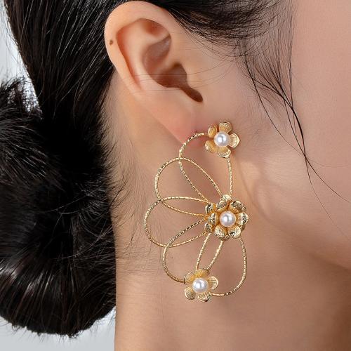 Plastic Pearl Zinc Alloy Earring, with Plastic Pearl, plated & for woman 