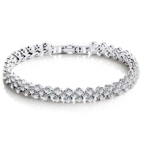 Zinc Alloy Rhinestone Bracelets, plated, for woman & with rhinestone Approx 19 cm [