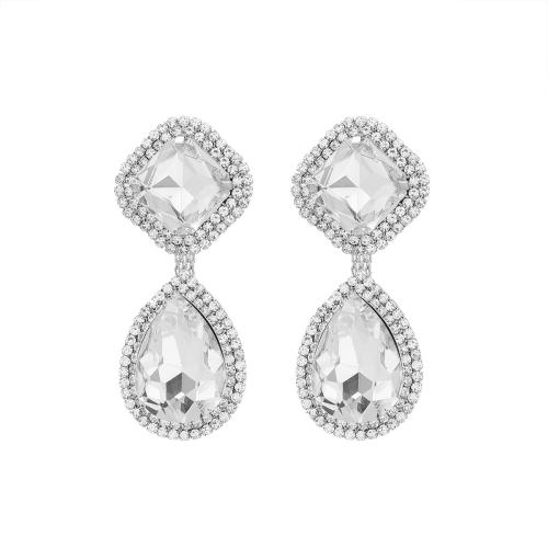 Zinc Alloy Rhinestone Stud Earring, for woman & with rhinestone 