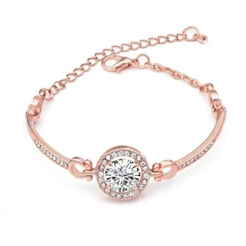 Zinc Alloy Rhinestone Bracelets, with 6cm extender chain, plated, for woman & with rhinestone Approx 14 cm 