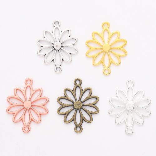 Zinc Alloy Charm Connector, Flower, plated, DIY & 1/1 loop 