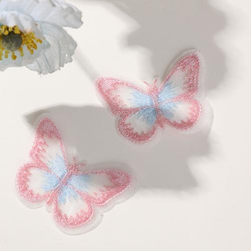 Hair Barrette Finding, Gauze, with Cloth, Butterfly, Embroidery, DIY 