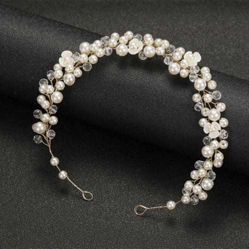 Headband, Plastic Pearl, with brass wire & Crystal, fashion jewelry & for woman 350mm 