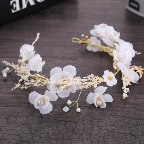 Headband, Zinc Alloy, with Gauze & Plastic Pearl, fashion jewelry & for woman, 380mm 