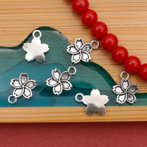 Zinc Alloy Flower Pendants, antique silver color plated, DIY 