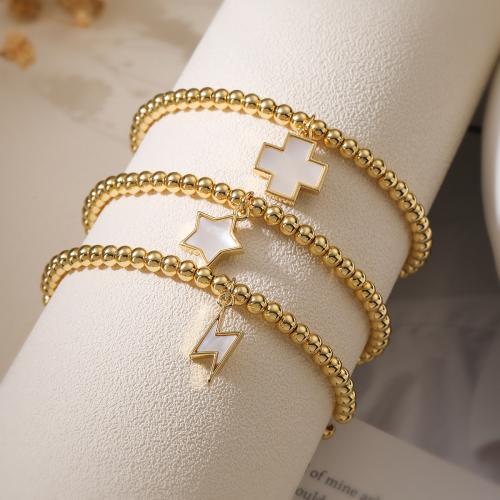 Brass Bracelets, gold color plated & for woman & enamel 