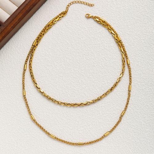 Collar de la joyería de titanio, Partículas de acero, chapado, para mujer, dorado, Vendido por UD