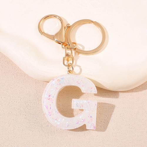 Resin Key Chain, Iron, with Resin, epoxy gel, portable & letters are from A to Z & multifunctional golden, Product package size 