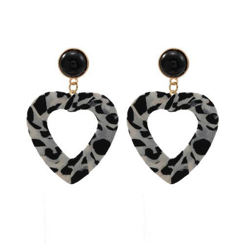 Zinc Alloy Stud Earring, with Cloth, vintage & for woman 