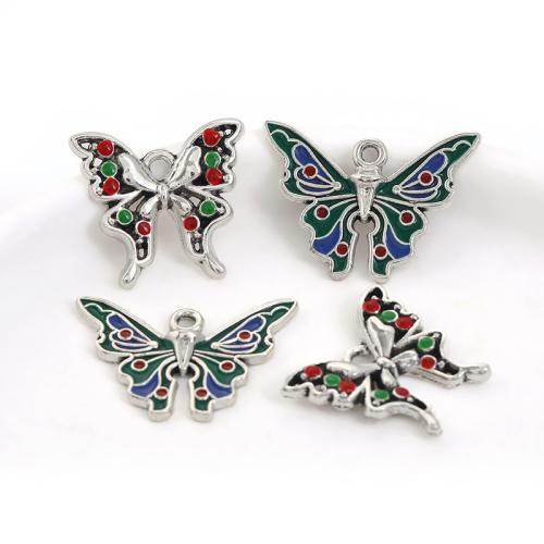 Zinc Alloy Animal Pendants, Butterfly, plated, DIY & enamel 