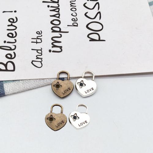 Zinc Alloy Heart Pendants, Lock, plated, DIY 