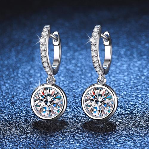 925 Sterling Silver Drop Earring, Round & for woman, earring length 15-20mm 