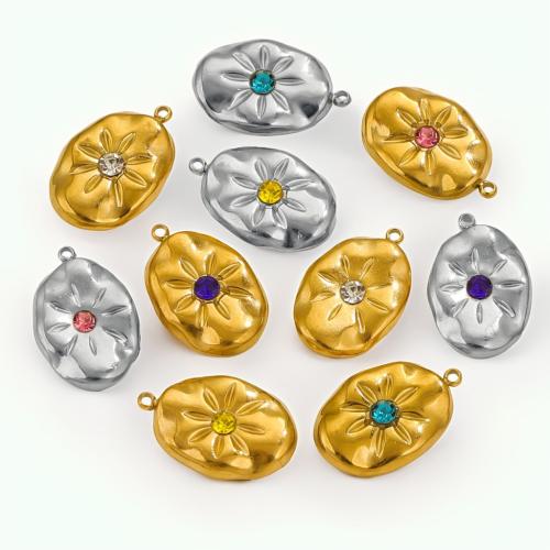 Rhinestone Stainless Steel Pendants, 304 Stainless Steel, fashion jewelry & with rhinestone 