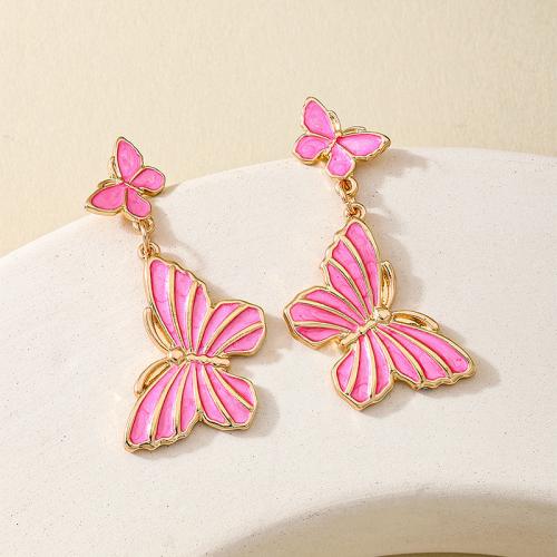 Enamel Zinc Alloy Drop Earring, Butterfly, plated, for woman 