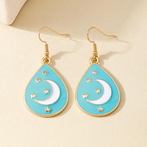 Enamel Zinc Alloy Drop Earring, plated, for woman, blue 