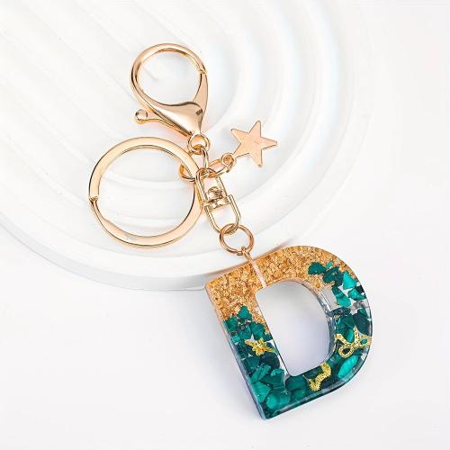 Resin Key Clasp, with turquoise, portable & letters are from A to Z & multifunctional golden 