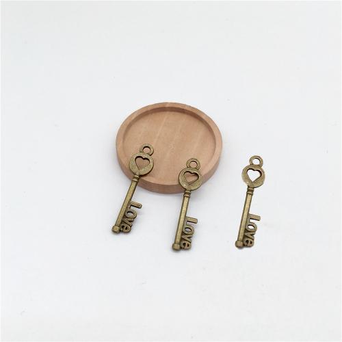 Zinc Alloy Key Pendants, antique bronze color plated, DIY 