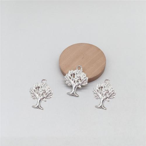 Zinc Alloy Jewelry Pendants, Tree, bright silver color plated, DIY 