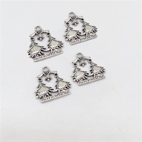 Zinc Alloy Christmas Pendants, Christmas Tree, antique silver color plated, DIY 