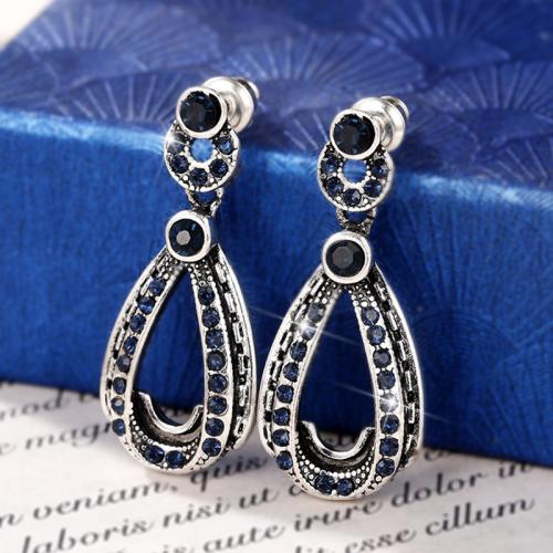 Zinc Alloy Rhinestone Drop Earring, fashion jewelry & for woman & with rhinestone, 31mm 