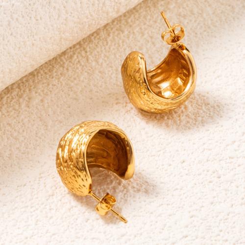 Titanium Steel Earrings, plated, for woman, golden 