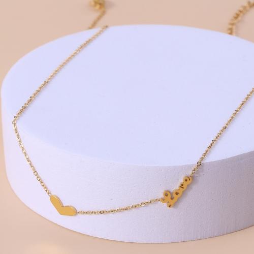 Collar de la joyería de titanio, Partículas de acero, Corazón, chapado, para mujer, dorado, Vendido por UD