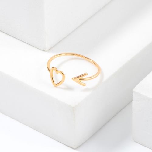 Titanium Steel Finger Ring, Heart, plated, for woman, gold 