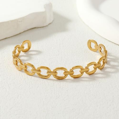 Acier titane bracelet manchette, Placage, pour femme, doré, Vendu par paire