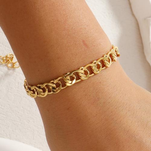 Acier titane bracelet, Placage, pour femme, doré, Vendu par PC