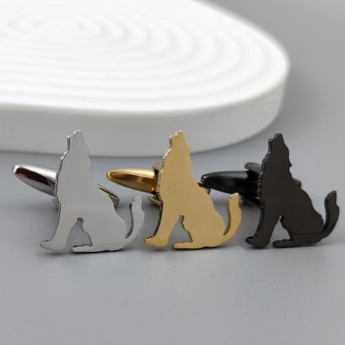 Stainless Steel Cufflink, 304 Stainless Steel, Wolf, for man 