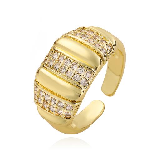 Anillo de dedo de cobre amarillo zirconia pavimenta Cubic, metal, chapado en color dorado, Ajustable & Joyería & micro arcilla de zirconia cúbica & para mujer, Vendido por UD