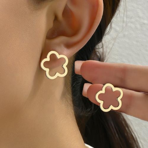 clou d'oreille en fer, fleur, Placage, pour femme, plus de couleurs à choisir, Vendu par paire