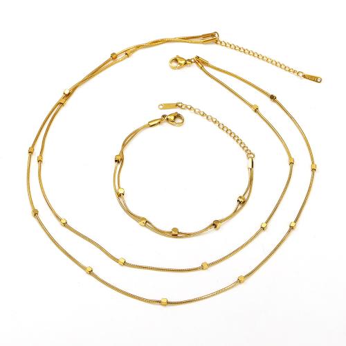 Titanio conjunto de joyas de acero, Partículas de acero, chapado en color dorado, Joyería & diferentes estilos para la opción, dorado, Vendido por UD