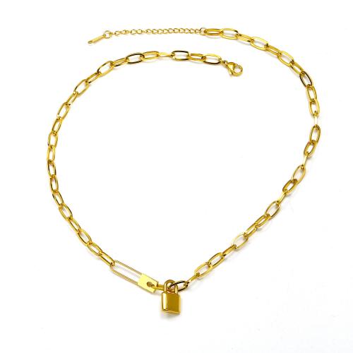 Collar de la joyería de titanio, Partículas de acero, chapado en color dorado, dorado, Vendido por UD