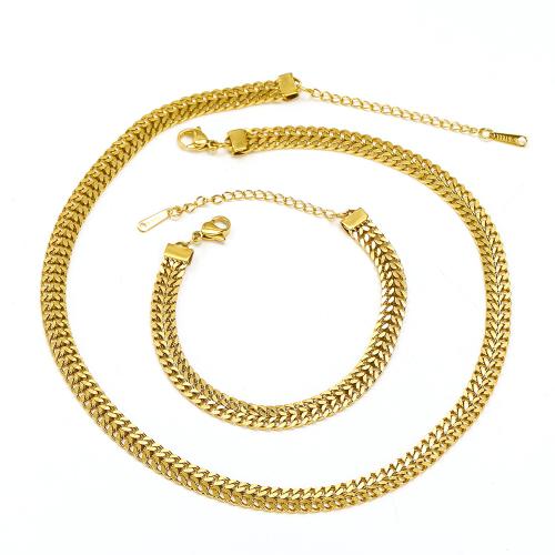 Titanio conjunto de joyas de acero, Partículas de acero, chapado en color dorado, Joyería & diferentes estilos para la opción, dorado, Vendido por UD