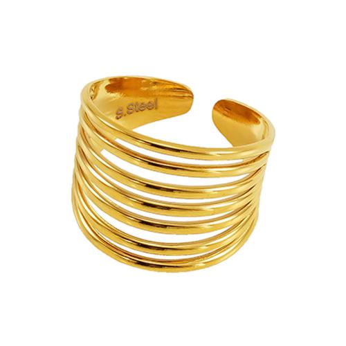 Stainless Steel Finger Ring, 304 Stainless Steel, 18K gold plated & for woman & hollow, nickel & cadmium free 