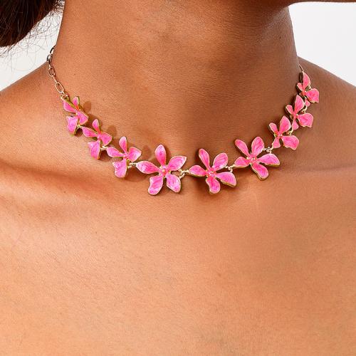 Collar de Aleación de Zinc con Esmalte, Pétalos, chapado, para mujer, más colores para la opción, Vendido por UD