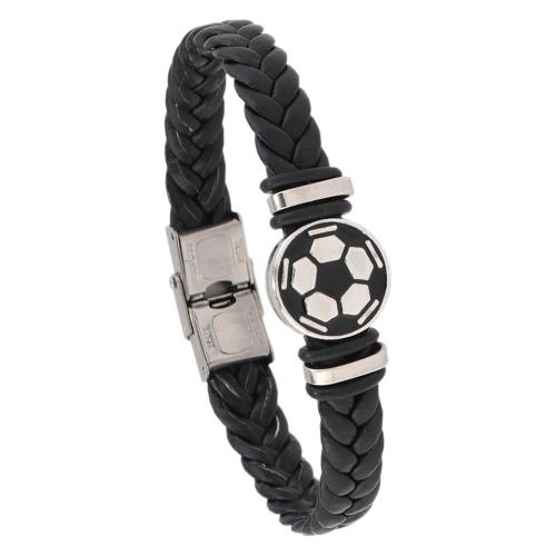 bracelet de cordon en PU , cuir PU, avec Acier inoxydable 304 & alliage de zinc, Vintage & pour homme, plus de couleurs à choisir, Vendu par PC