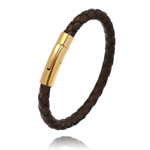 bracelet de cordon en PU , Acier inoxydable 304, avec cordon en cuir, fait à la main, Vintage & Réglable & unisexe, plus de couleurs à choisir Environ 16 cm, Vendu par PC