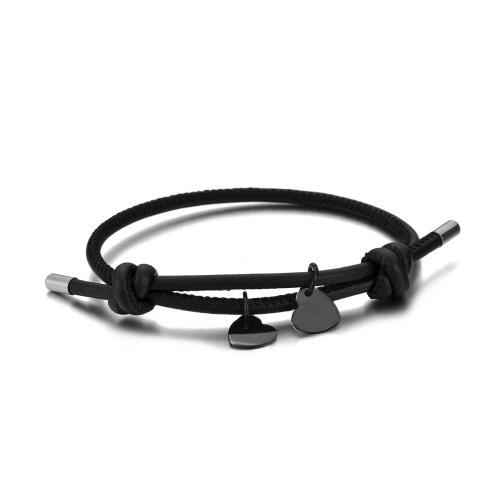 bracelet de cordon en PU , Acier inoxydable 304, avec cordon en cuir, Placage, Réglable & unisexe, plus de couleurs à choisir, Vendu par PC