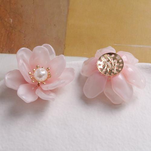 Barrette cheveux assesoire, verre, fleur, DIY, rose, 40mm, Vendu par PC